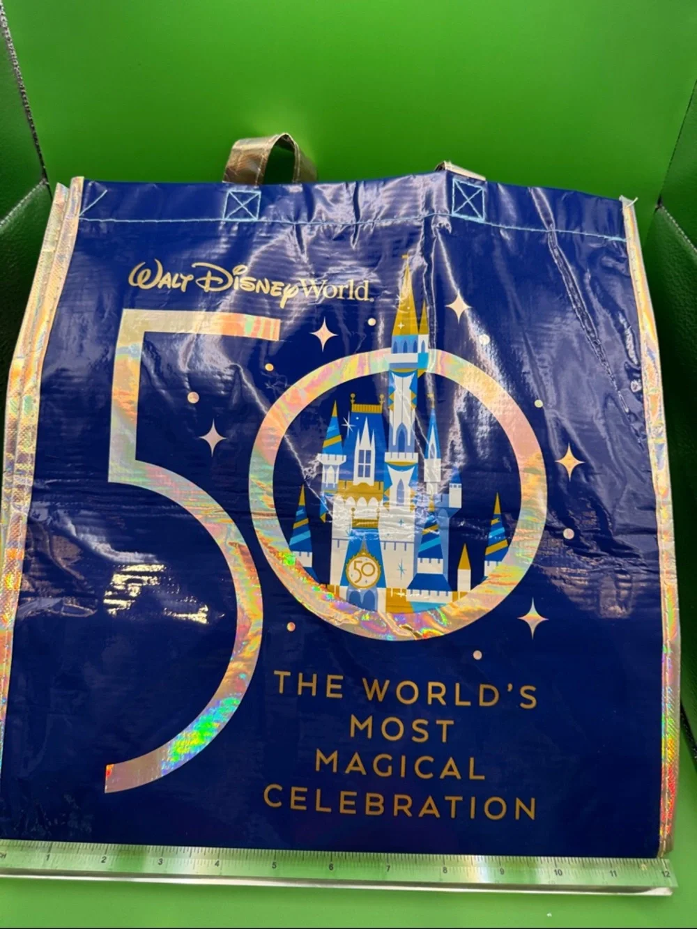 Disney 50th Anniversary Navy Blue Mickey & Minnie Holographic Tote